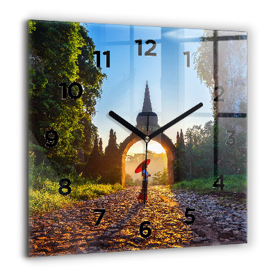 Horloge carrée en verre 60x60 cm Parc de Surat Thani en Thaïlande