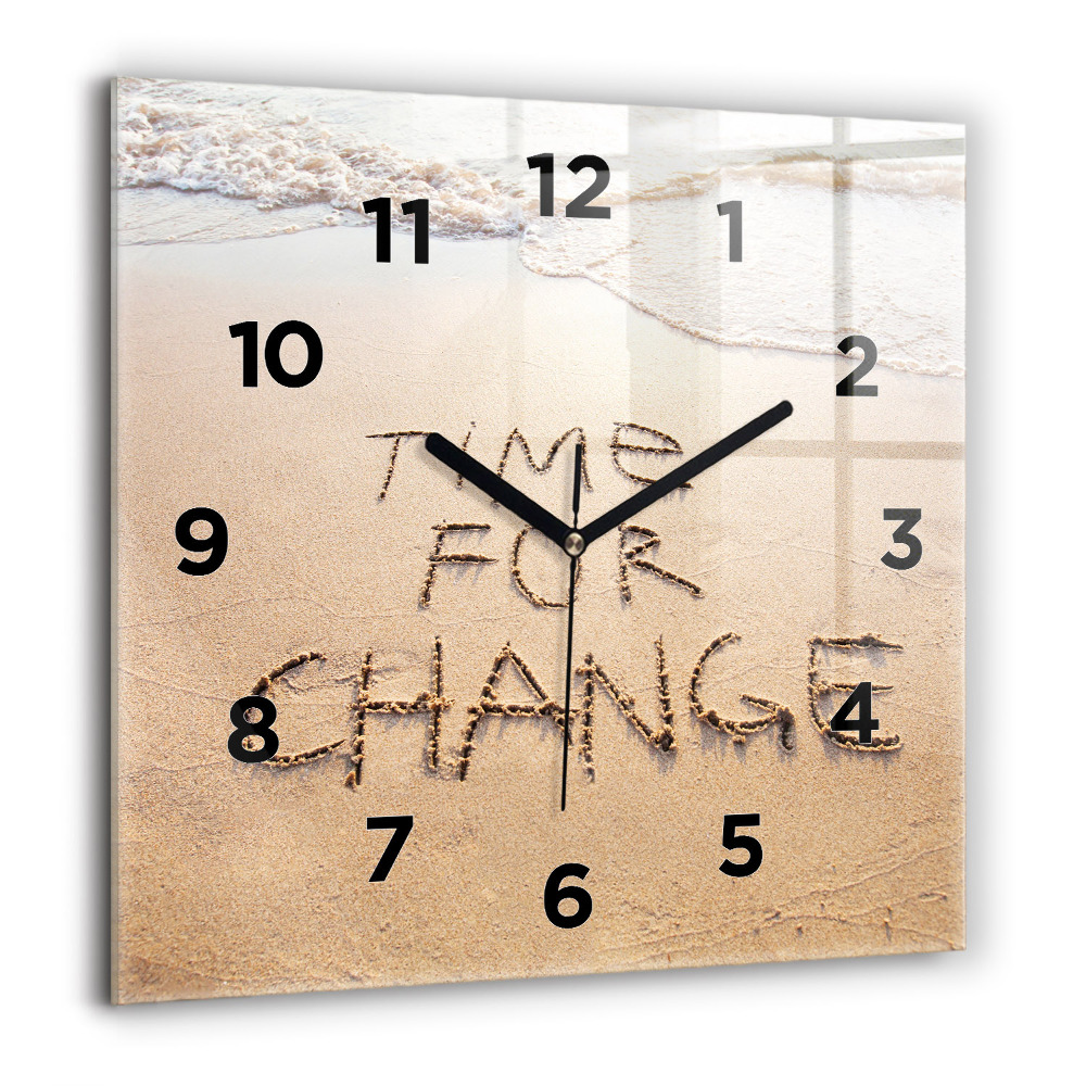 Horloge carrée en verre 60x60 cm Citation sur la plage