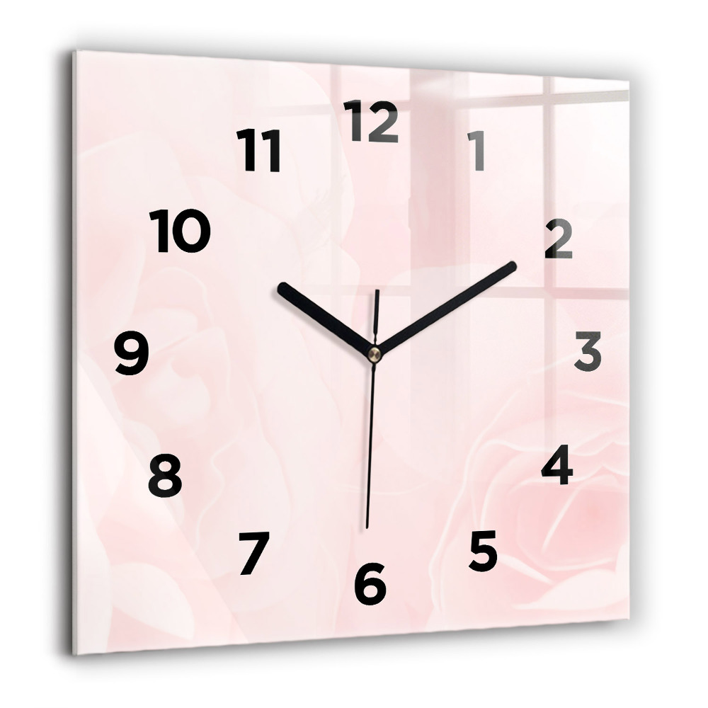 Horloge murale carrée 60x60 cm Roses en fleurs