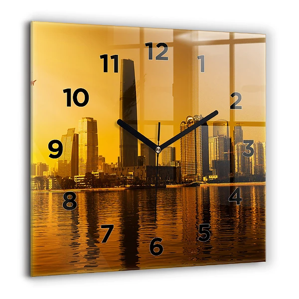 Pendule carrée en verre 60x60 cm Rivière Zhujiang
