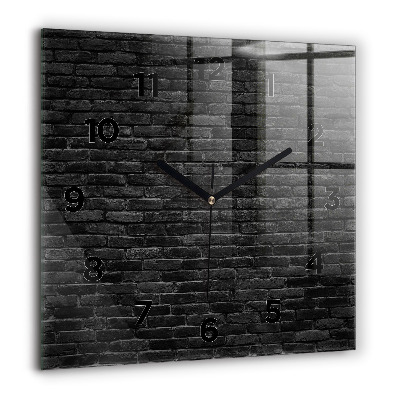 Pendule carrée en verre 60x60 cm Mur de briques sombres