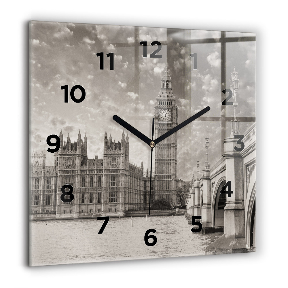 Horloge carrée en verre 60x60 cm Londres Angleterre Big Ben