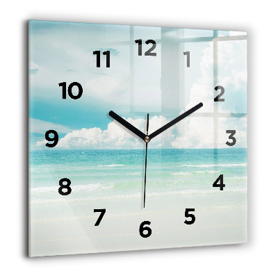 Horloge carrée en verre 60x60 cm Paysage mer