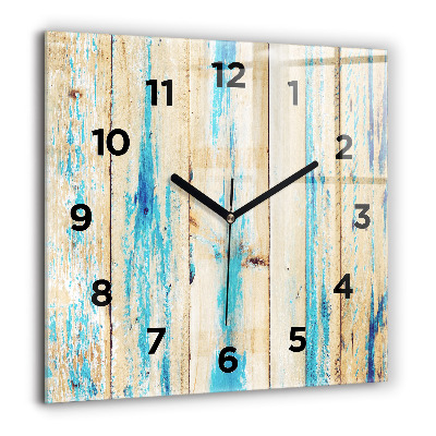 Horloge carrée en verre 60x60 cm Bois rayé