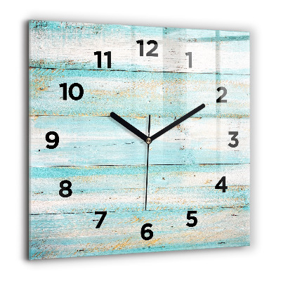 Pendule carrée en verre 60x60 cm Planches bleues