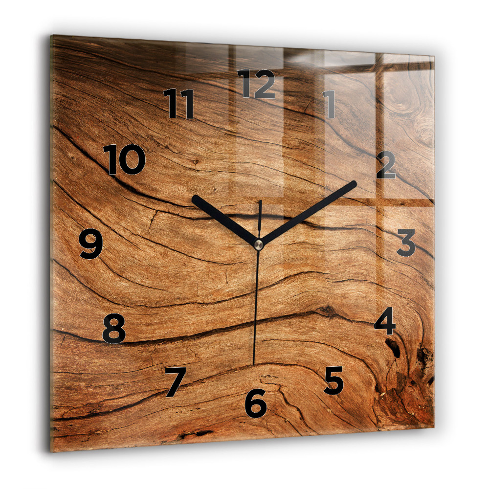 Pendule carrée en verre 60x60 cm Vieux bois