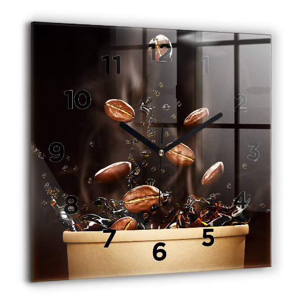 Pendule carrée en verre 60x60 cm Café chaud