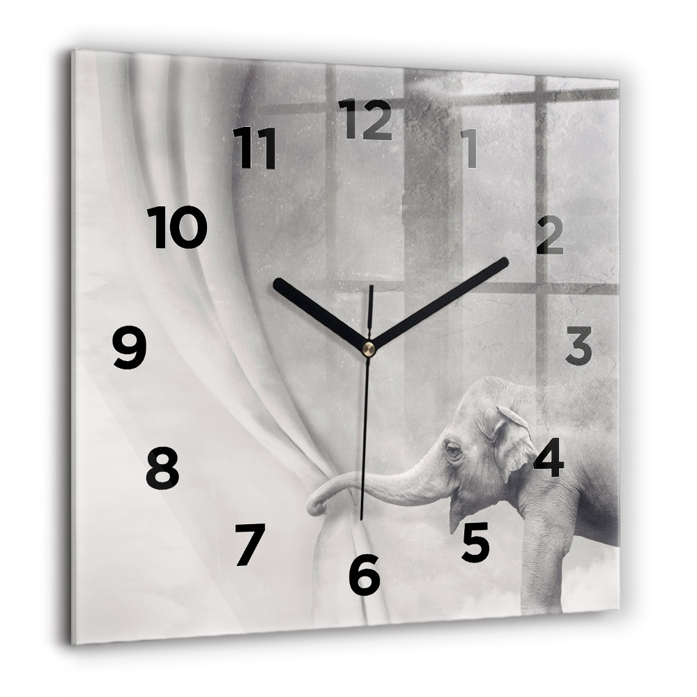 Horloge murale carrée 60x60 cm Éléphant