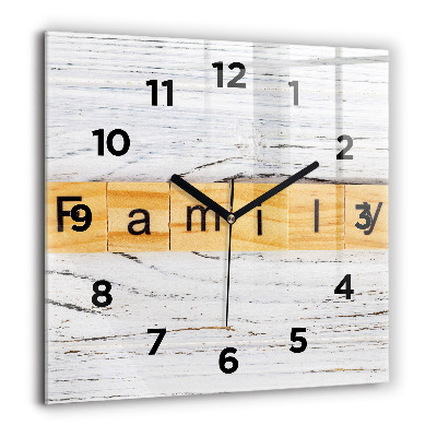 Horloge carrée en verre 60x60 cm Famille