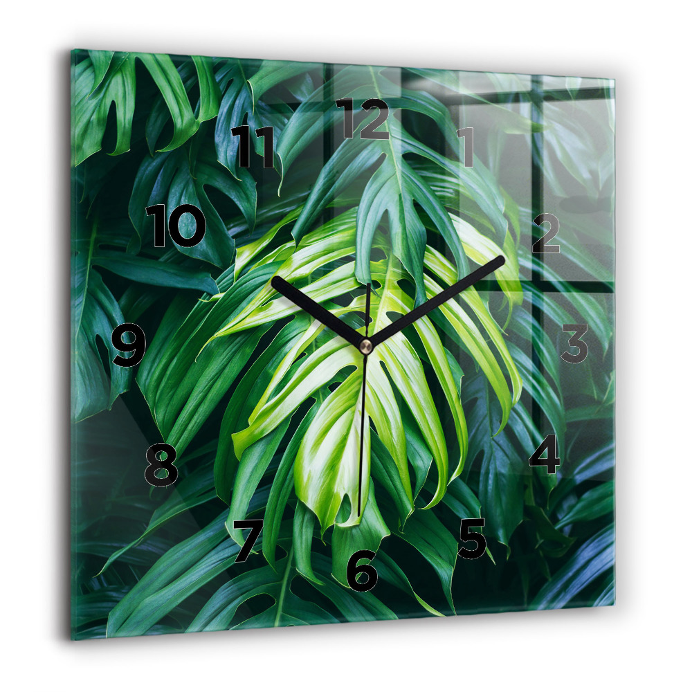 Pendule carrée en verre 60x60 cm Nature tropicale