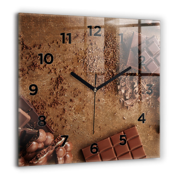 Pendule carrée en verre 60x60 cm Tablettes de chocolat