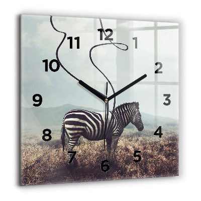 Horloge carrée en verre 60x60 cm Zèbre - Abstraction