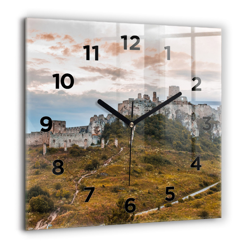 Horloge carrée en verre 60x60 cm Château de Spiš en Slovaquie