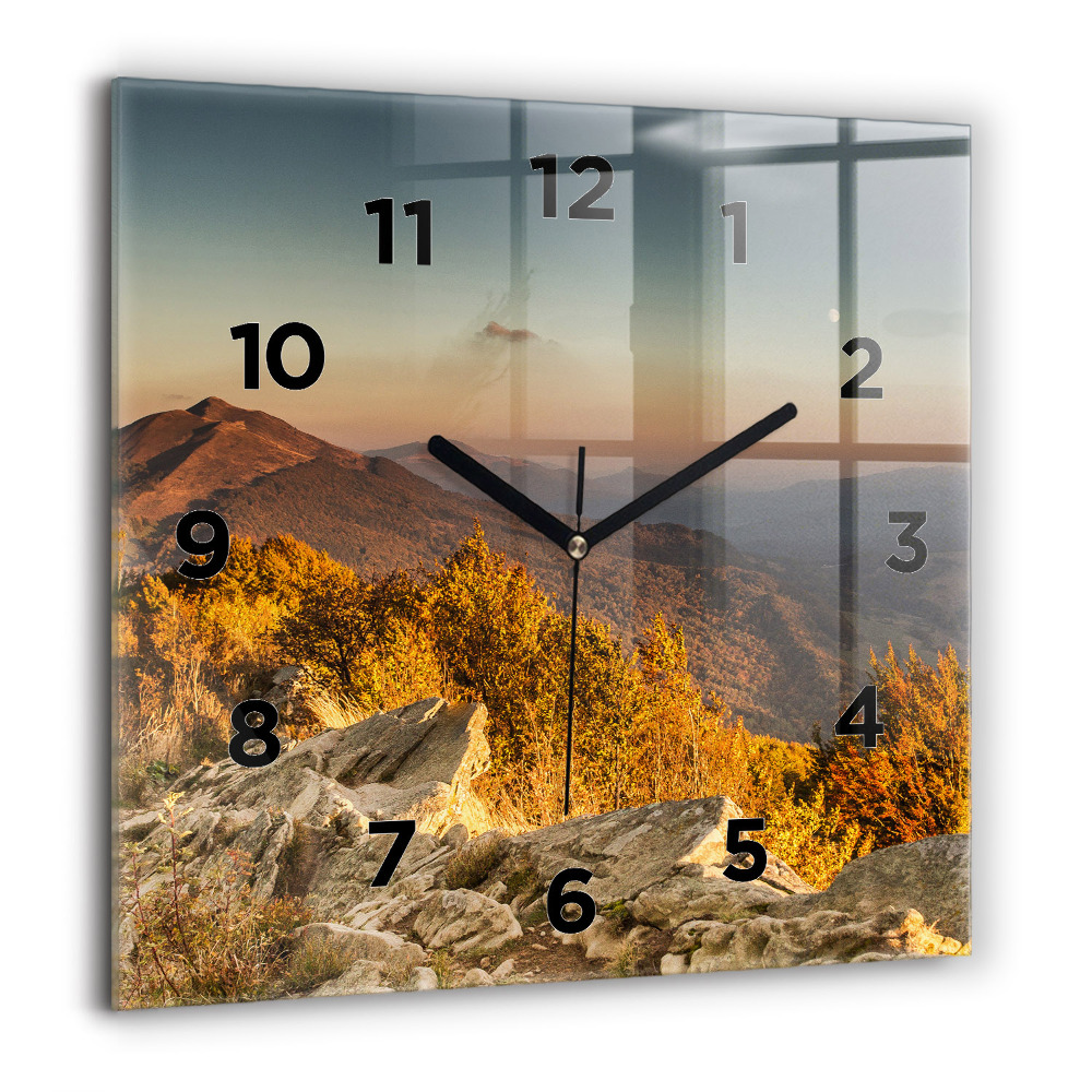Pendule carrée en verre 60x60 cm Montagnes Bieszczady