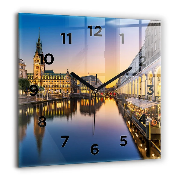 Horloge murale carrée 60x60 cm Hôtel de ville de Hambourg
