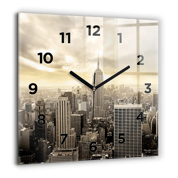 Pendule carrée en verre 60x60 cm Tours à New York