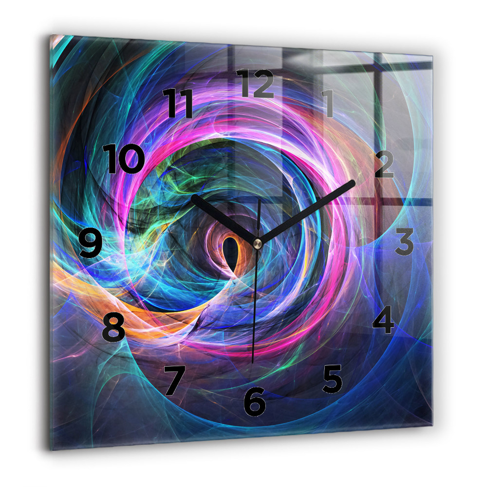 Horloge murale carrée 60x60 cm Fractale colorée