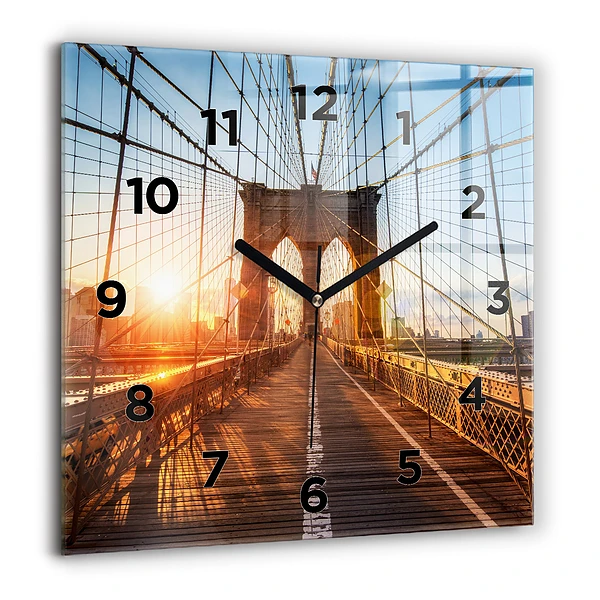 Horloge murale carrée 60x60 cm Pont de Brooklyn NYC