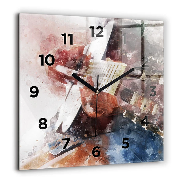 Pendule carrée en verre 60x60 cm Visualisation de la guitare