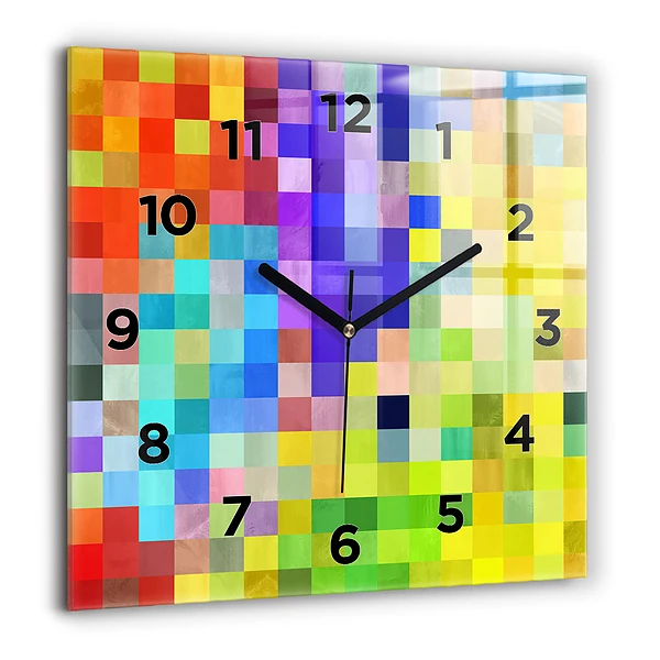 Horloge murale carrée 60x60 cm Composition de carrés