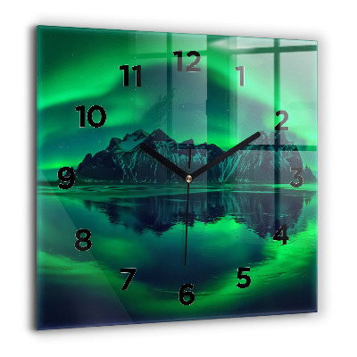 Horloge carrée en verre 60x60 cm Aurore boréale