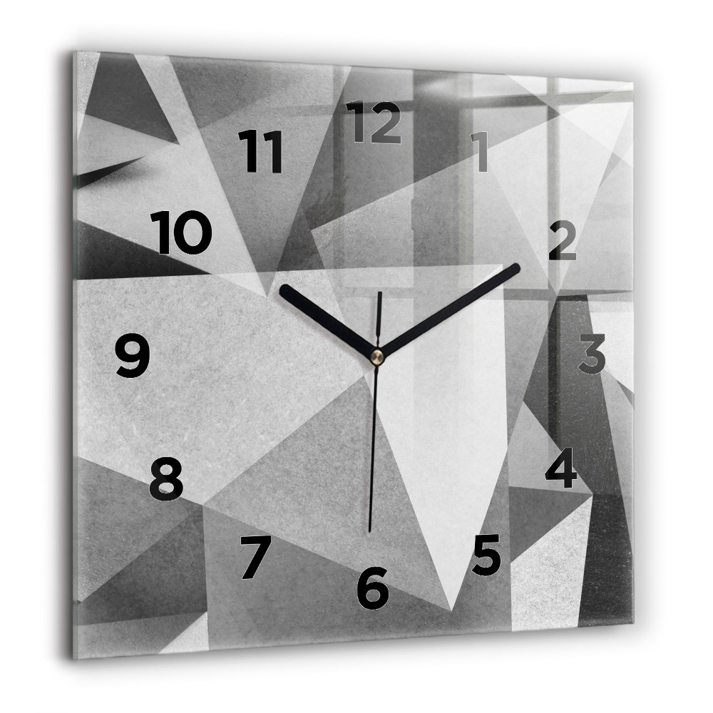 Horloge carrée en verre 60x60 cm Abstraction géométrique grise