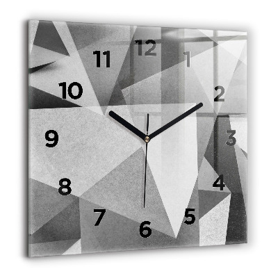 Horloge carrée en verre 60x60 cm Abstraction géométrique grise
