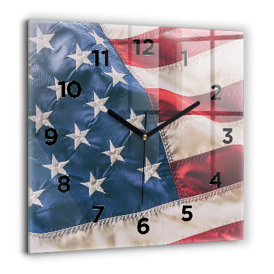 Pendule carrée en verre 60x60 cm Drapeau américain