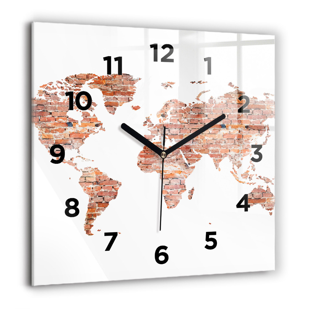 Pendule carrée en verre 60x60 cm Ancienne carte en briques