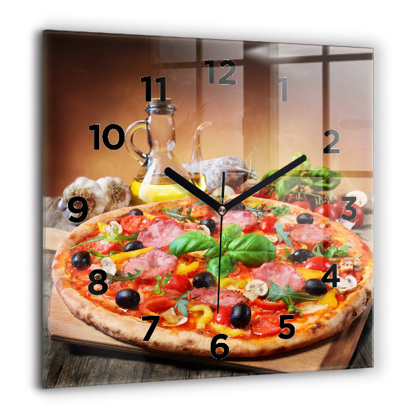 Pendule carrée en verre 60x60 cm Cœur culinaire de l'Italie