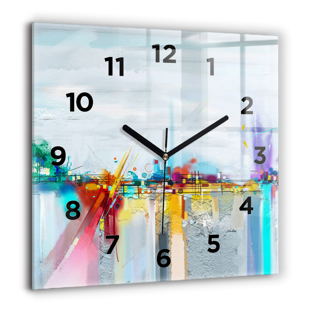 Horloge murale carrée 60x60 cm Paysage abstrait à l'huile