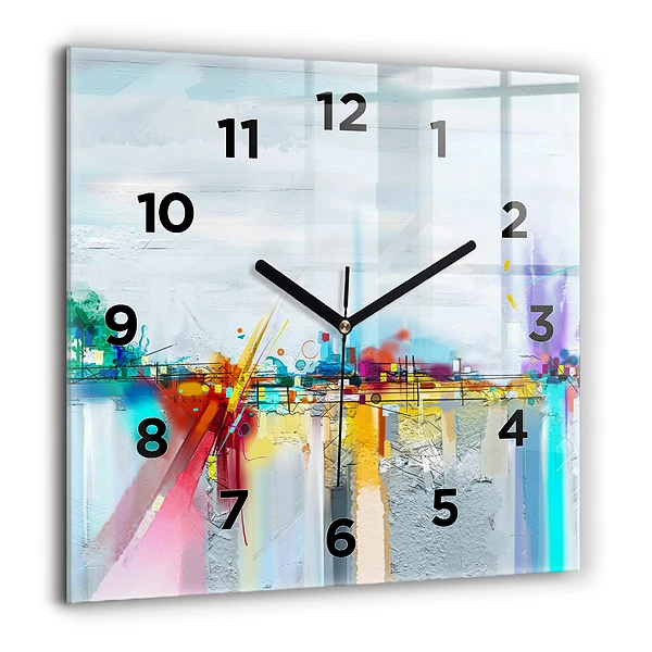 Horloge murale carrée 60x60 cm Paysage abstrait à l'huile