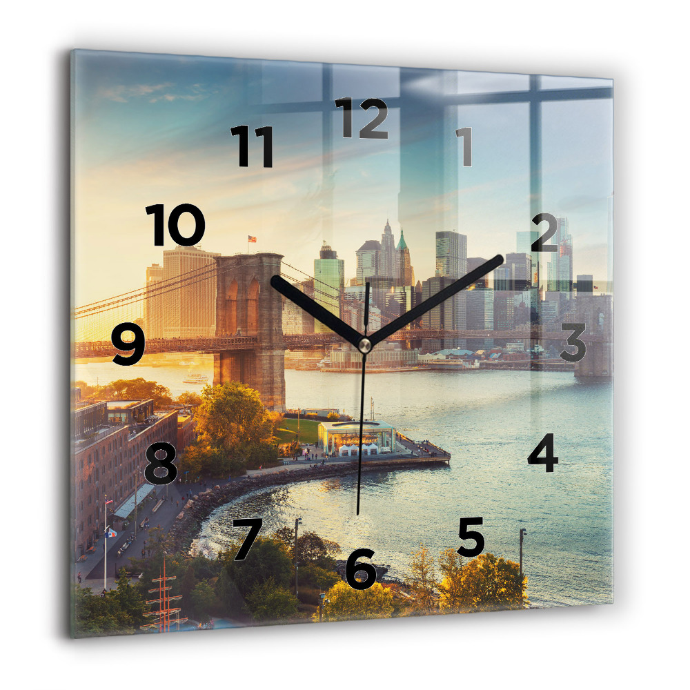Horloge carrée en verre 60x60 cm New York Manhattan