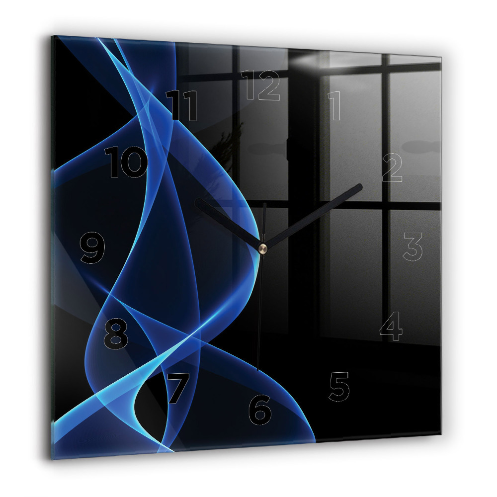 Horloge murale carrée 60x60 cm Lignes bleues