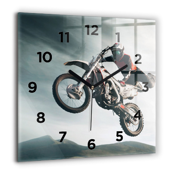 Horloge carrée en verre 60x60 cm Moto style adrénaline