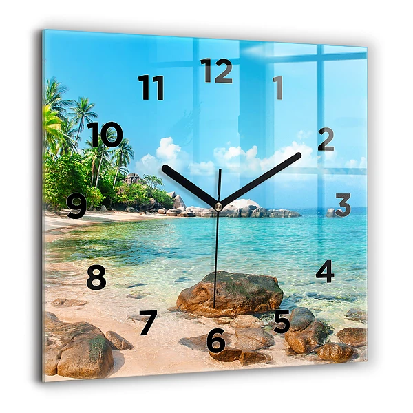 Horloge murale carrée 60x60 cm Belle plage en Thaïlande