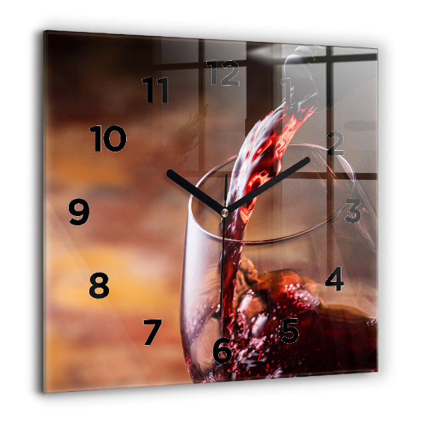Pendule carrée en verre 60x60 cm Verre de vin rouge