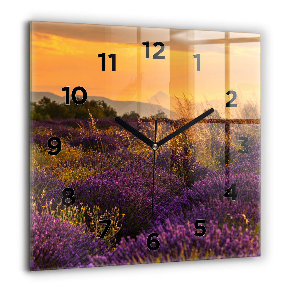 Horloge murale carrée 60x60 cm Prairie de lavande France