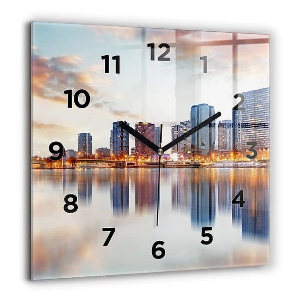 Horloge carrée en verre 60x60 cm Panorama avec la Tour Eiffel