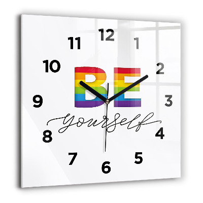 Horloge murale carrée 60x60 cm Inscription 