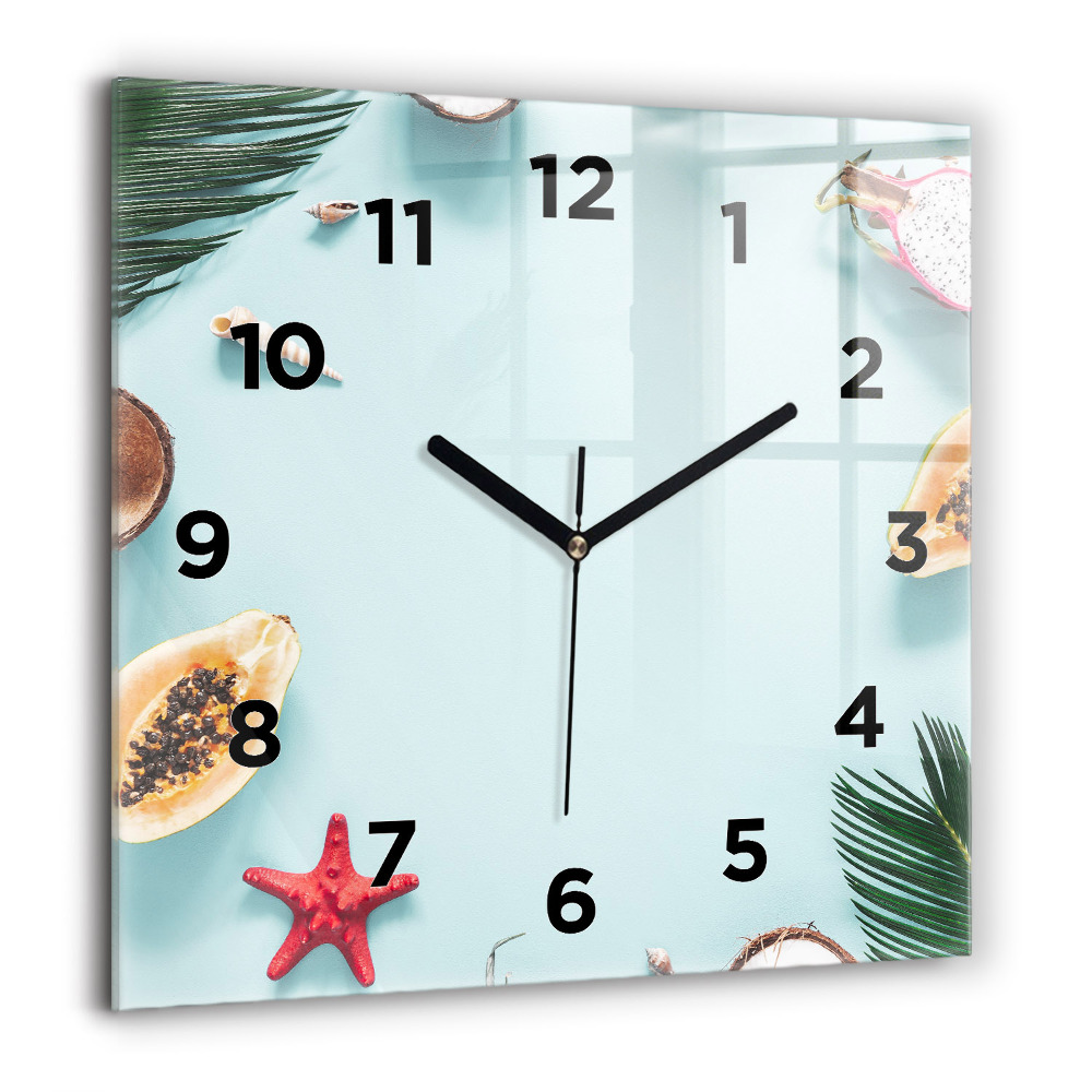 Horloge murale carrée 60x60 cm Composition d'été