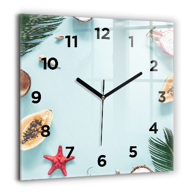 Horloge murale carrée 60x60 cm Composition d'été