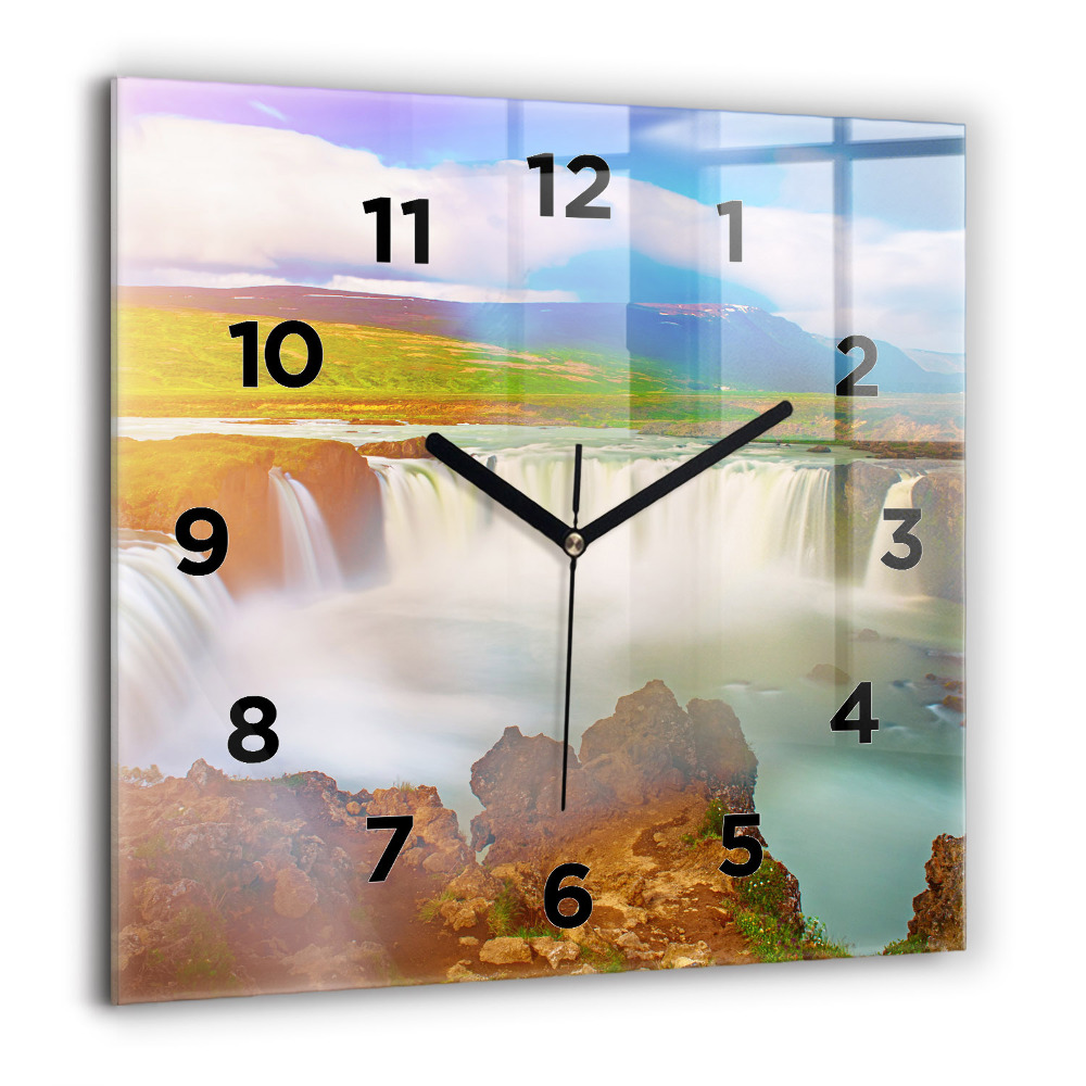 Horloge murale carrée 60x60 cm Godafoss en Islande