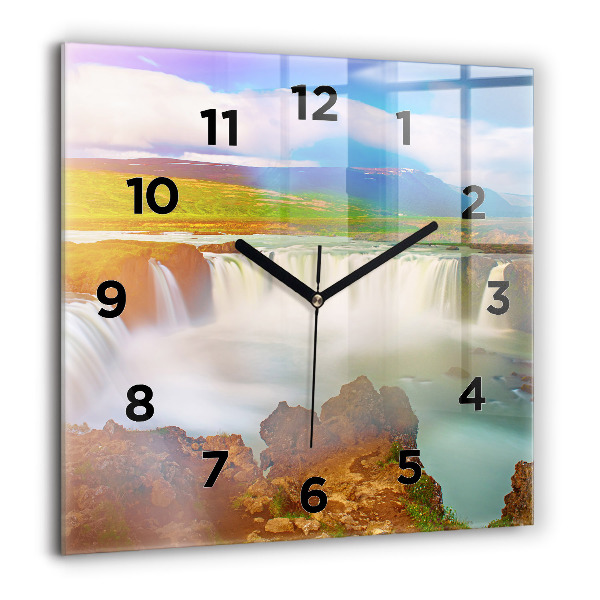 Horloge murale carrée 60x60 cm Godafoss en Islande