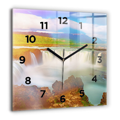Horloge murale carrée 60x60 cm Godafoss en Islande