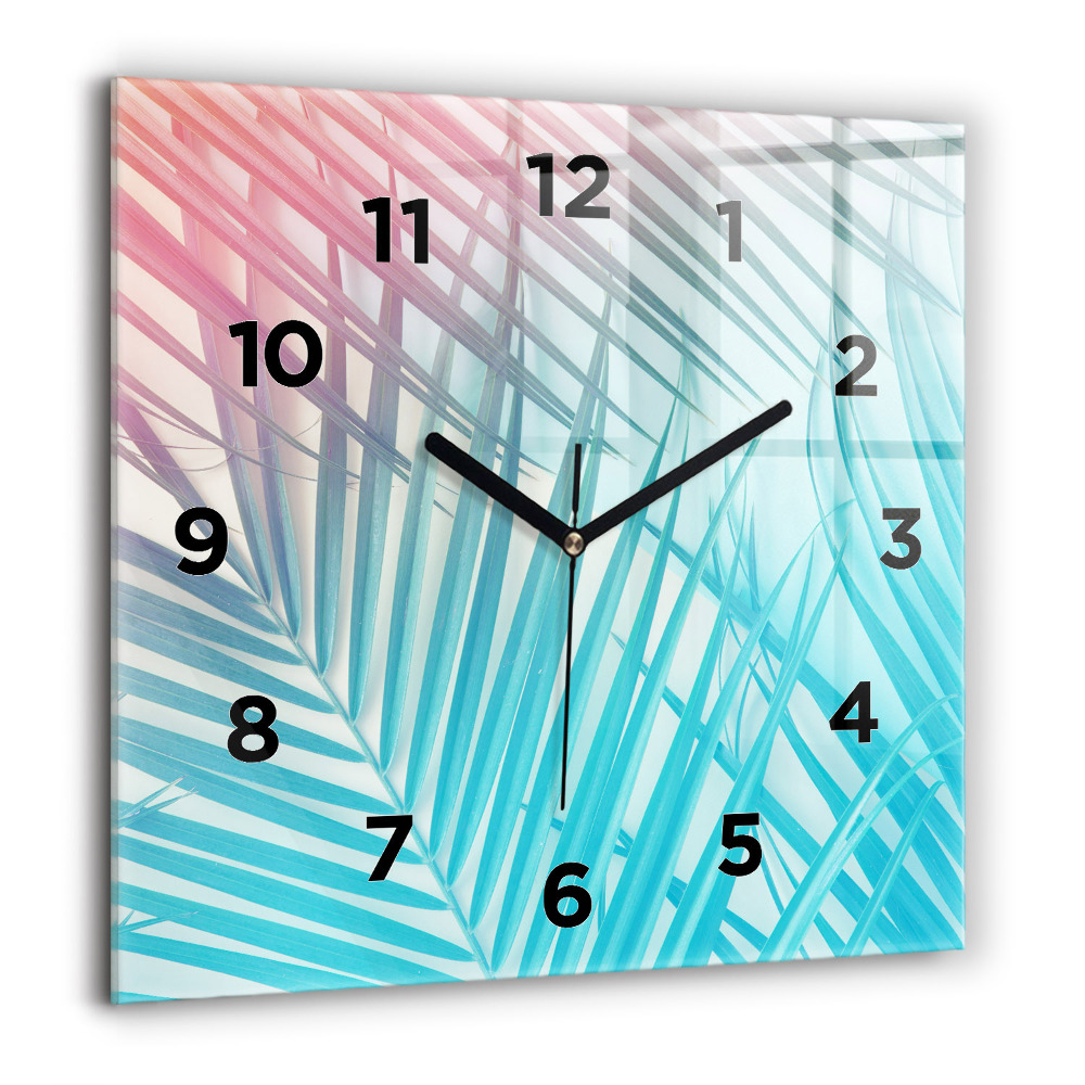 Horloge murale carrée 60x60 cm Palmier tropical