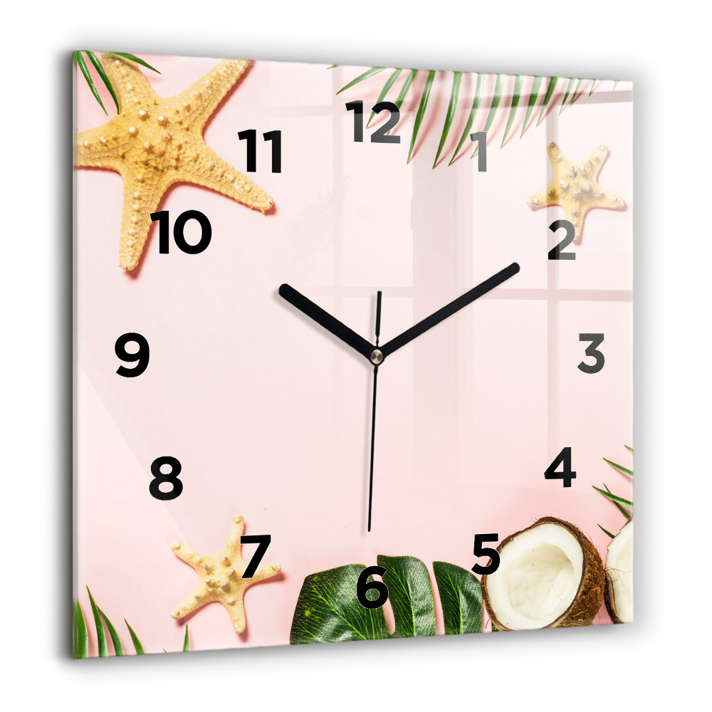 Horloge carrée en verre 60x60 cm Ambiance estivale