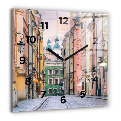 Horloge murale carrée 60x60 cm Vieille ville de Varsovie