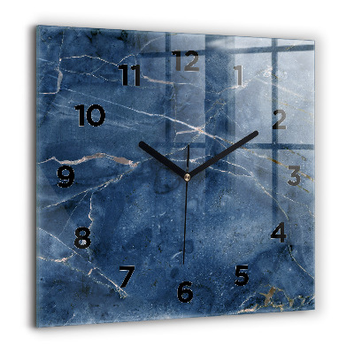 Horloge murale carrée 60x60 cm Texture de marbre bleu