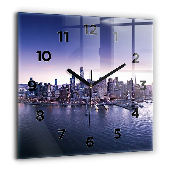 Pendule carrée en verre 60x60 cm Vue de San Francisco